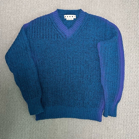 Marni Blue Rib-Knitted Sweater with Purple Ombré Effect - Picture 2 of 8